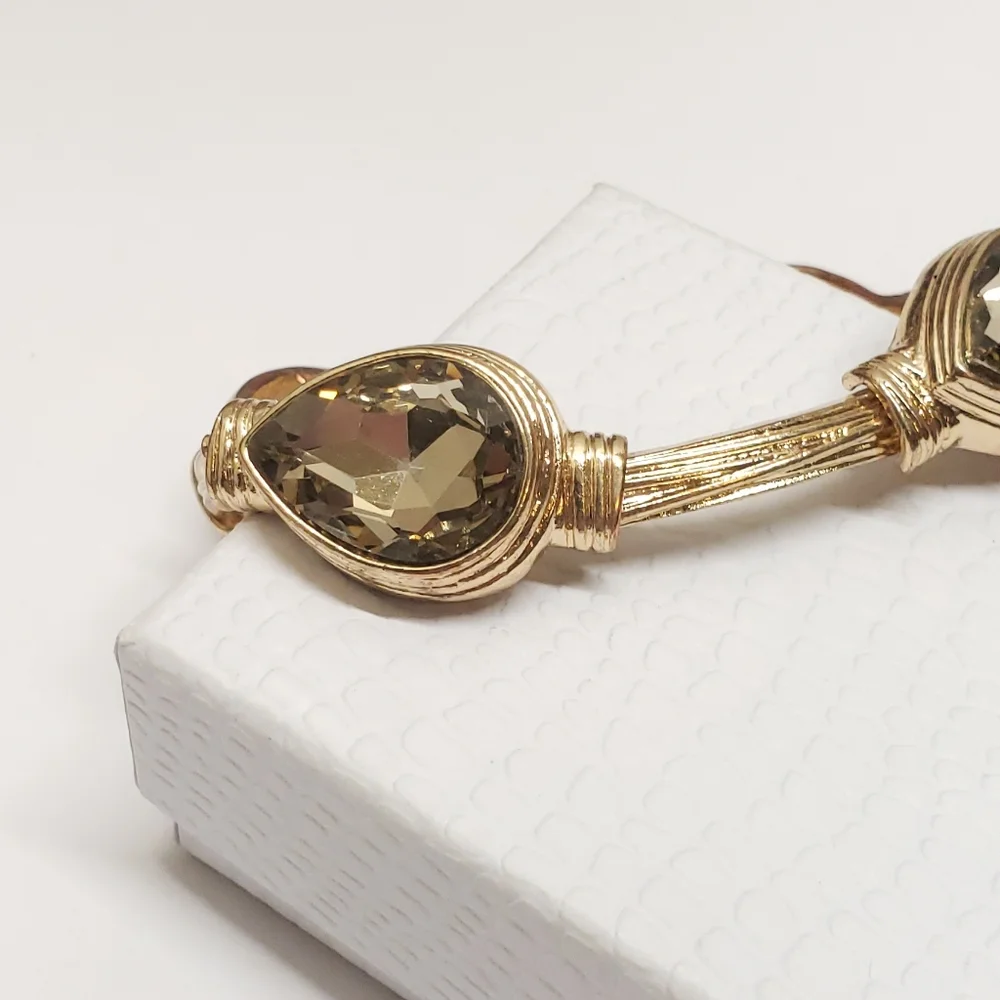 Stunning Gold Glass Crystal Statement Bracelet Stretch Bracelet